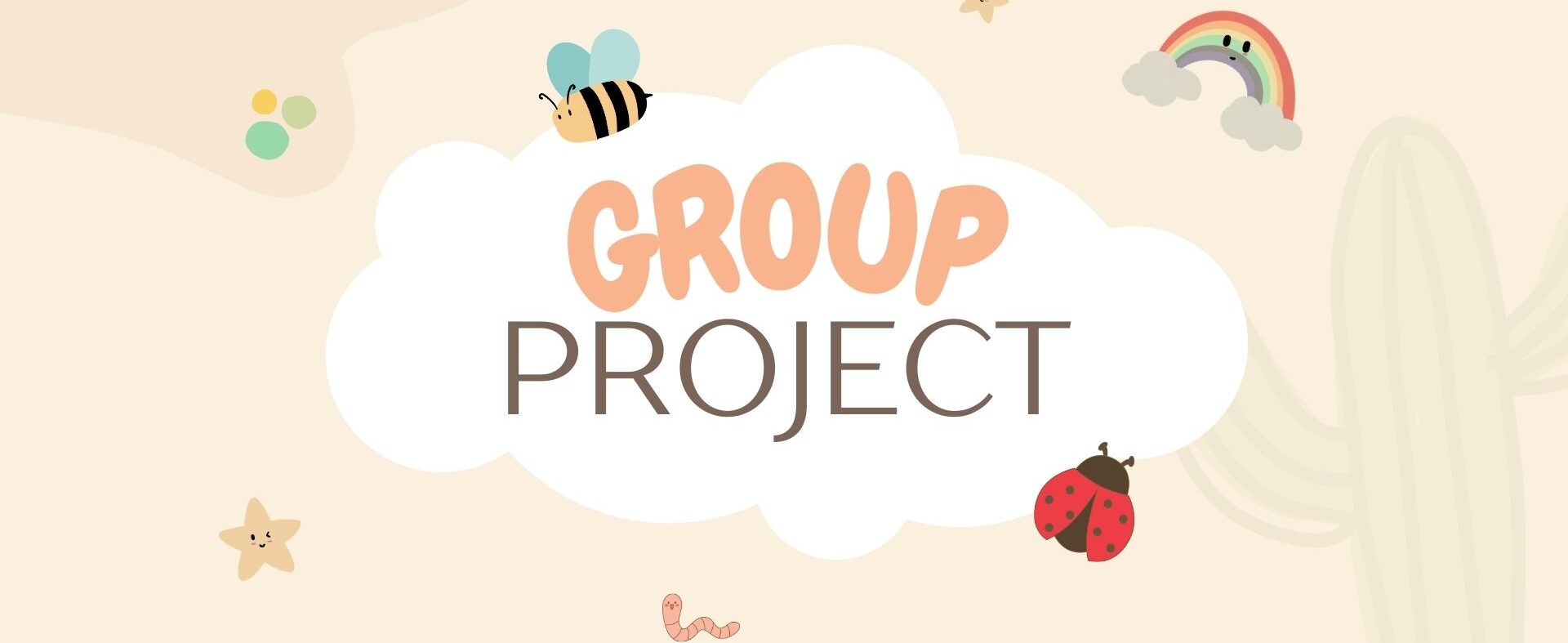 beige and brown cute doodle illustration group project presentation